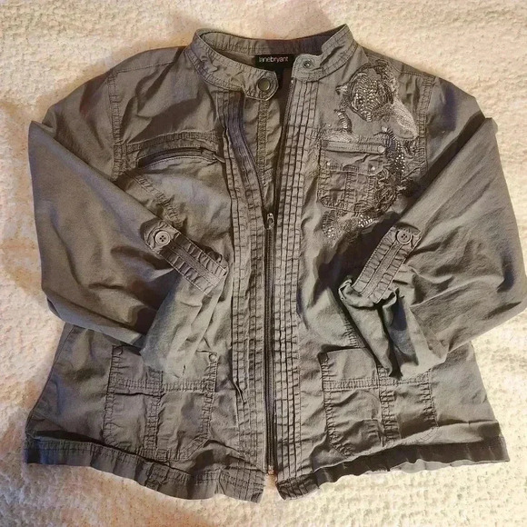 Lane Bryant military moto jacket, Size 14 - Picture 3 of 8